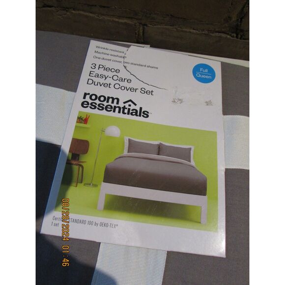 NEW DUVET COVER SEY FULL / QUEEN 3 PIECE SET GRAY PILLOW SHAMS COTTON BLEND - Picture 1 of 6